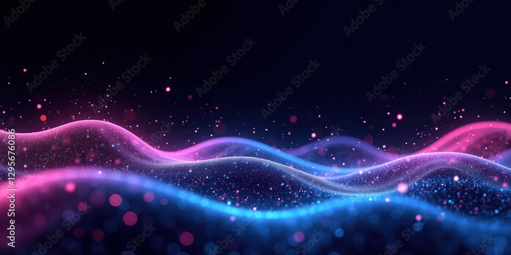 Aufkleber abstract digital waveforms with vibrant colors and soft glow