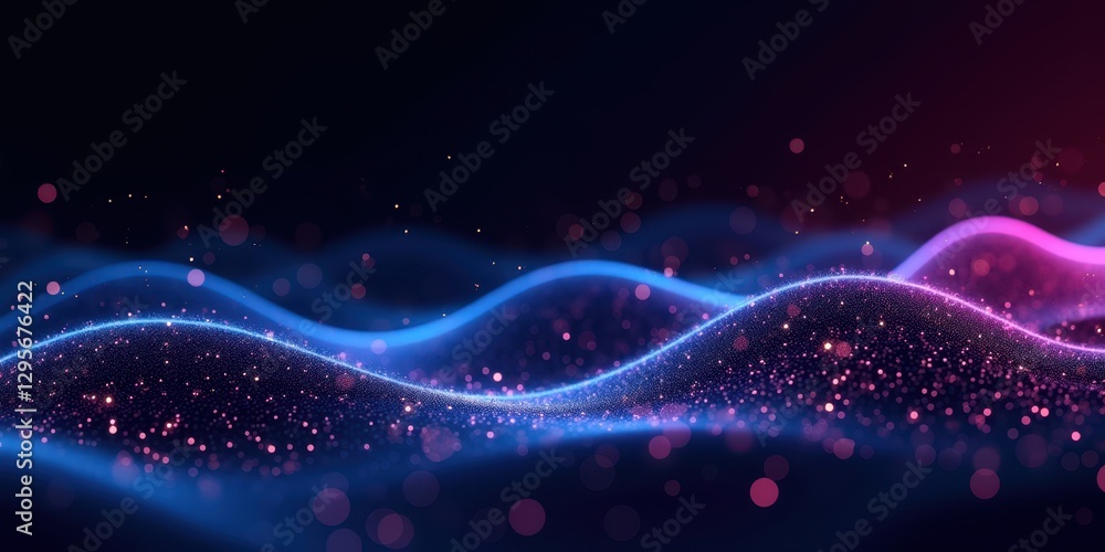 Poster vibrant digital waveforms with colorful abstract background effects