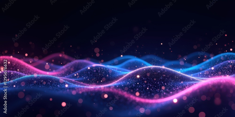 Poster abstract digital waveform design with colorful background effects