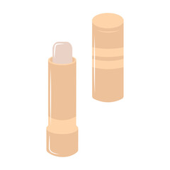 Chapstick. Lip balm. Makeup cosmetic product. Cartoon flat illustration.