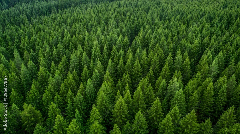 Poster a beautiful aerial view of a lush green forest filled with vibrant evergreen trees : generative ai