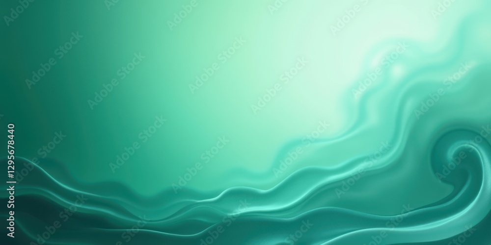 Poster soft teal gradient background with flowing abstract design elements