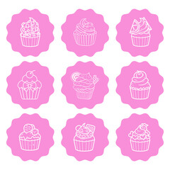 Cupcake template logo design. Vector illustration