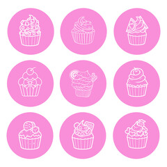 Cupcake template logo design. Vector illustration
