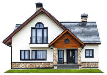 Obraz premium PNG Real contemporary suburb house architecture stone residential.