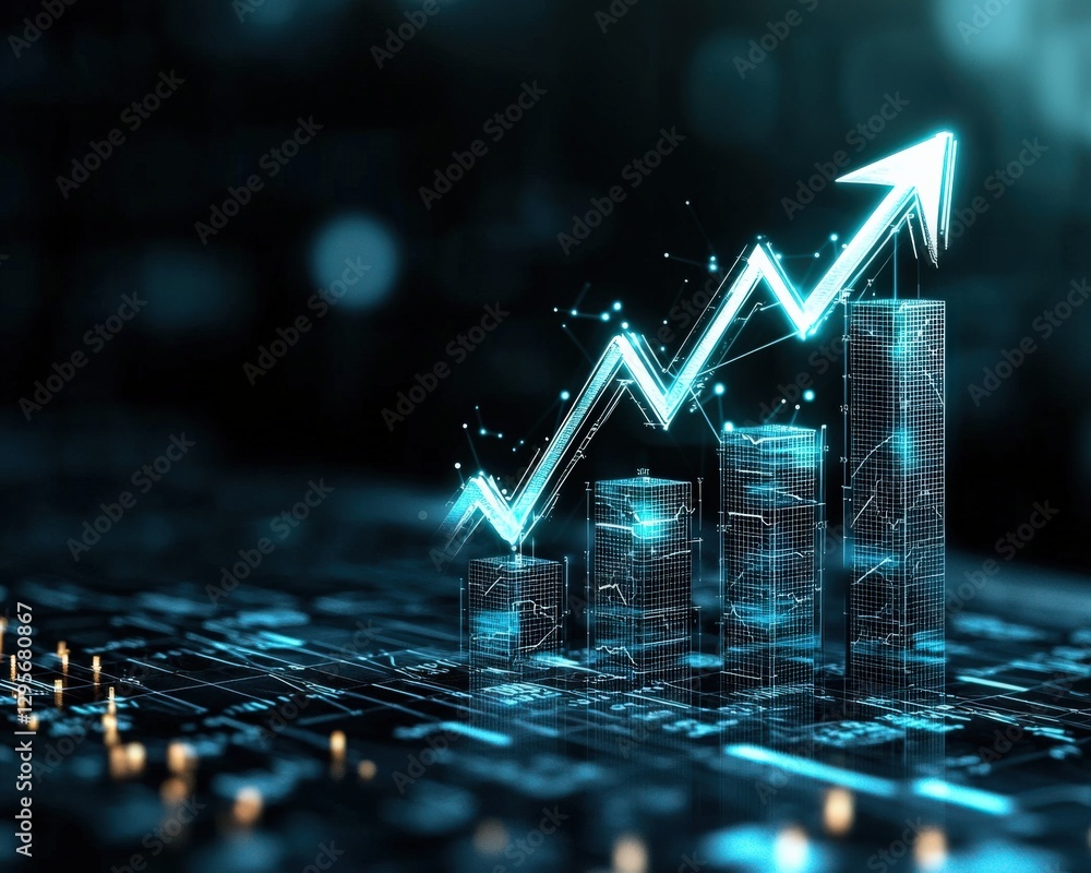 Aufkleber digital growth chart with modern data visualization