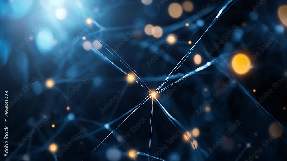 Aufkleber Abstract digital background featuring glowing connections and lights representing data flow : Generative AI