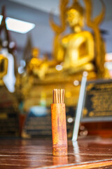 Cylinder wood Seam-Si or fortune sticks, shake for future predict in Wat Phra Si Rattana Mahathat to as Wat Yai is a Buddhist temple It is a major tourist Phitsanulok,Thailand.