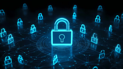 Cybersecurity Concept with Blue Locks