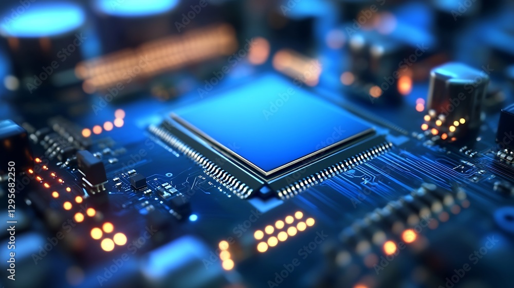 Leinwandbilder macro view of a circuit board with a focus on electronic components in a high technology setting : g