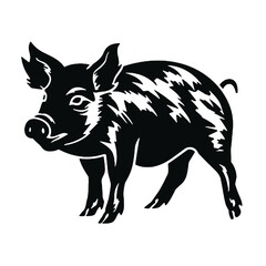 Fototapeta premium Black Pig Silhouette for Sticker, Decal, or Craft Design
