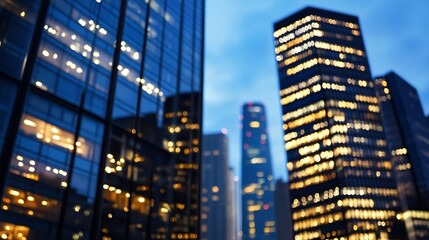 Stunning night view of modern skyscrapers illuminating the urban skyline : Generative AI