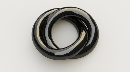 Naklejka premium A sleek, transparent black torus, a three-dimensional geometric form, rendered in pristine white as a PNG image, inviting viewers to explore its intricate design. 