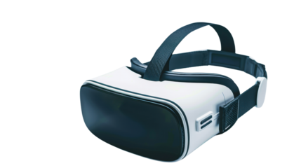 Virtual reality headset isolated on transparent background, immersive technology