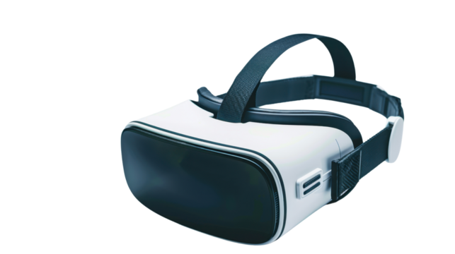 Virtual reality headset isolated on transparent background, immersive technology