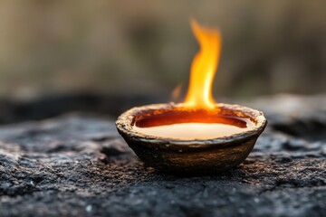 Oil lamp illuminating the night bringing warmth tranquility