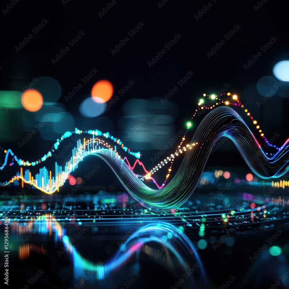 Poster dynamic colorful data visualization and analytics concept