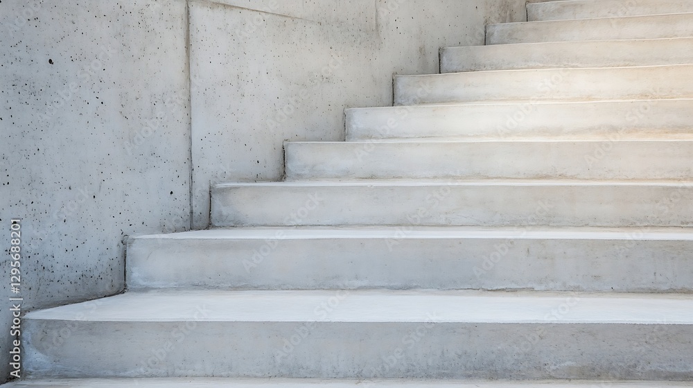 Poster minimalist concrete stairs leading upwards symbolizing progress and ascension : generative ai