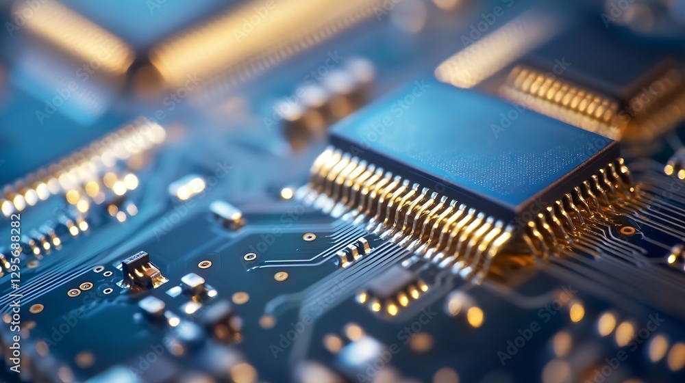 Aufkleber close-up of a computer circuit board showcasing electronic components and technology intricacies : g