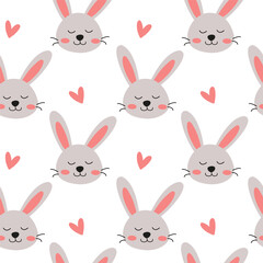 Cute bunny pattern with hearts ideal for children's decor and festive occasions