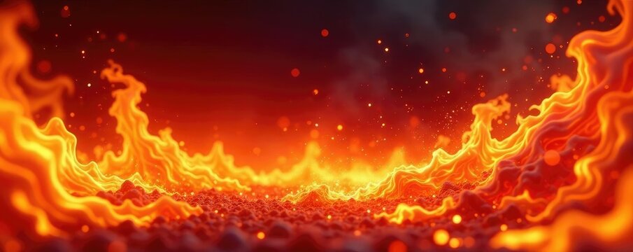 Swirling flames and sparks in a fiery abstract background, blazing inferno, fire storm