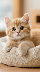  kitten lying fluffy pillow