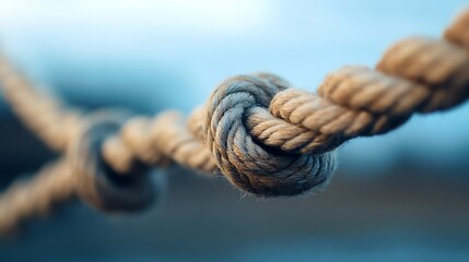 Fototapeta premium Detailed closeup of intertwined ropes showcasing texture and strength in a nautical setting : Generative AI