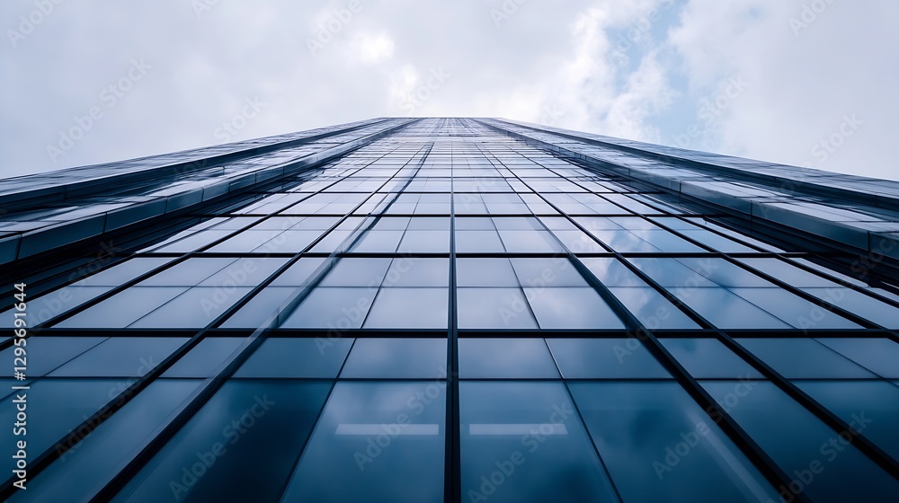 Poster Impressive skyscraper reaching towards the sky showcasing modern architecture and urban design : Generative AI