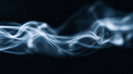 Obraz premium Ethereal wisps of blue smoke gracefully dancing against a dark background in an artistic composition : Generative AI