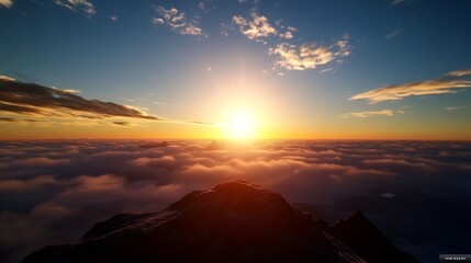 Breathtaking Sunrise Above the Clouds Casting Warm Golden Light : Generative AI