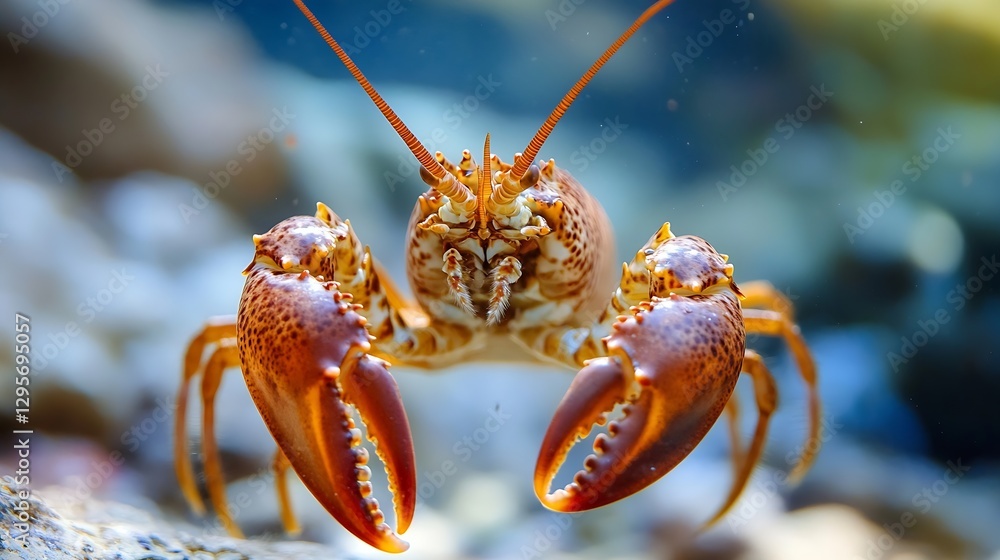 Poster Close Up of a Lobster with Distinctive Claws in Underwater Environment : Generative AI