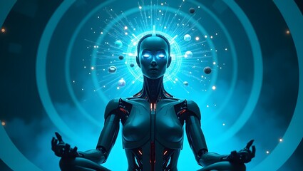 AI humanoid in a meditative state