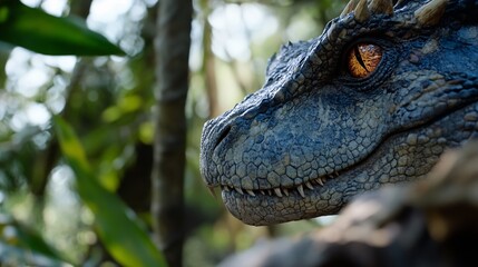 Obraz premium Stunning Lizard with Intricate Scales and Sharp Eyes Captured in Lush Green Environment : Generative AI