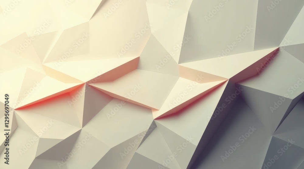 Poster an abstract polygonal background with warm light emphasizing geometric shapes, creating a modern and