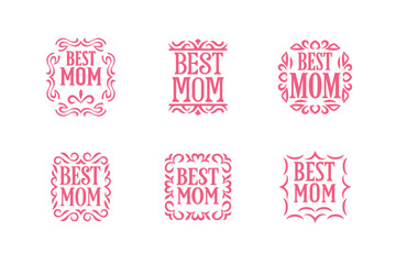  Set of best mom lettering vector.