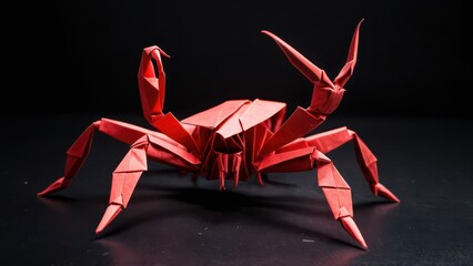 Fototapeta premium a striking origami crab showcasing intricate craftsmanship and vibrant color