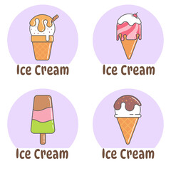 Ice cream template logo design. Vector illustration