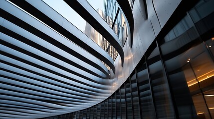 Fototapeta premium Modern architecture with sleek lines and reflections showcasing contemporary city design and style : Generative AI
