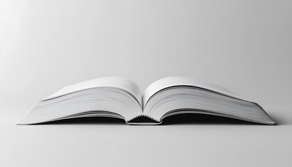 Obraz premium Open book, blank pages, white background, learning