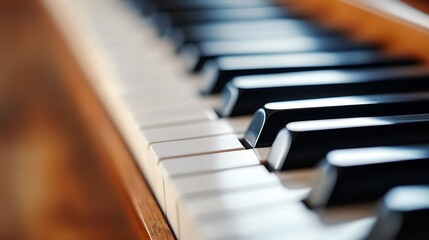 Closeup view of piano keys showcasing the elegance and artistry of musical craftsmanship : Generative AI