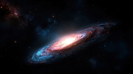 Obraz premium A beautiful galaxy swirls with colorful stars across dark space