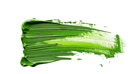 Green paint brush stroke on transparent background