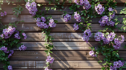 High-Resolution Wooden Wall with Garlic Vine &ndash; Ultra-HD Rustic Floral Texture