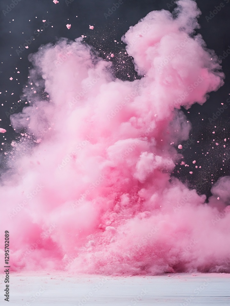 Poster vibrant explosion of pink powder creating a beautiful cloud of color on a dark background : generati