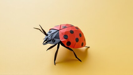Fototapeta premium a vibrant origami ladybug showcases intricate craftsmanship