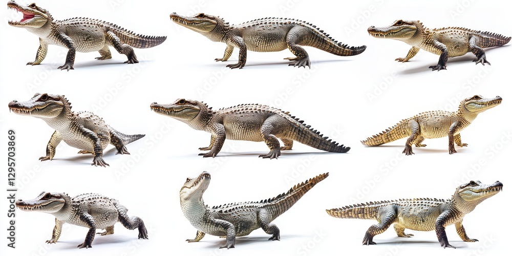 Aufkleber realistic and detailed illustration of various types of crocodiles and their distinct features set o