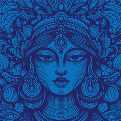 Editable duo colored stylized woman face vector illustration
