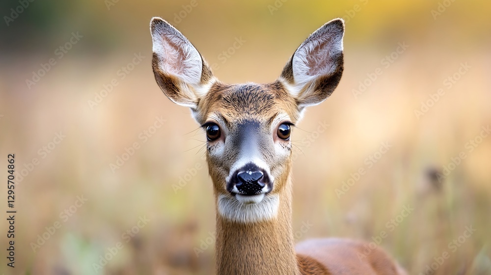 Poster close-up portrait of young deer in beautiful soft natural setting : generative ai