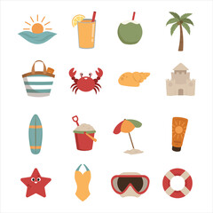 Beach Element Illustration Set