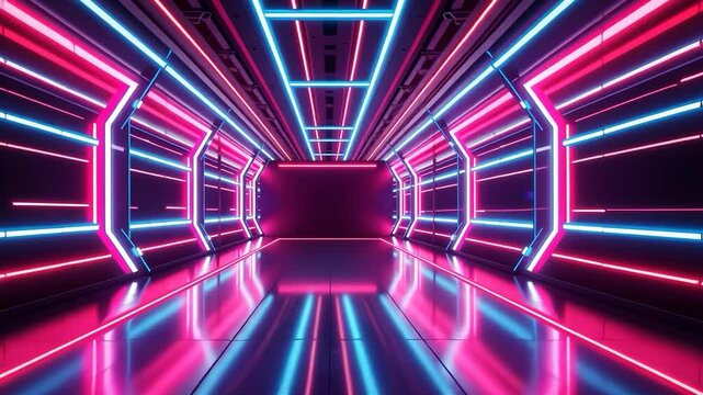 Neon Tunnel: A Futuristic Pink and Blue Light Corridor